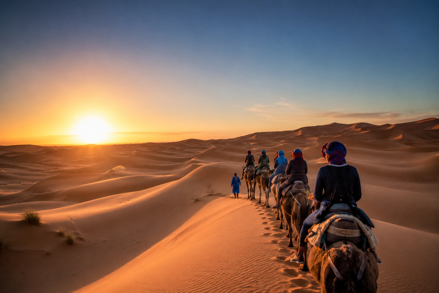 Dunas de Erg Chebbi no Deserto do Saara em Merzouga, Marrocos